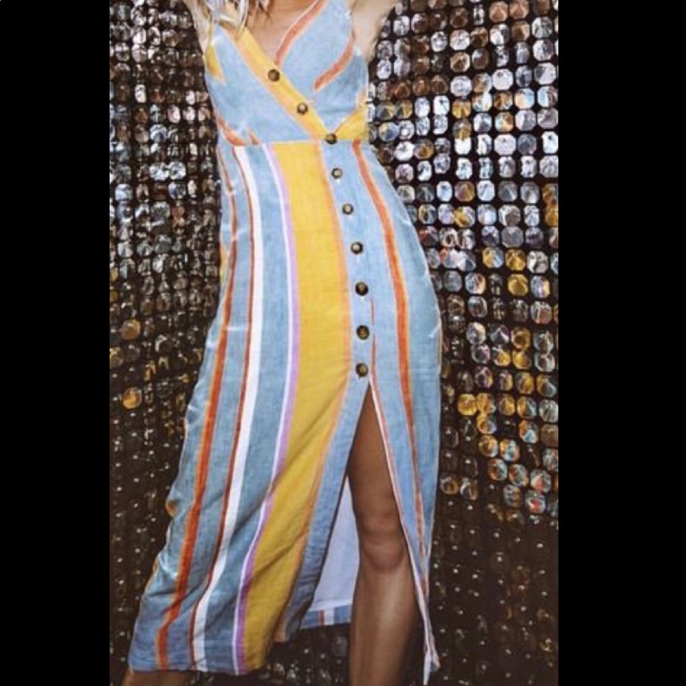 Urban Outfitters striped button down midi dress